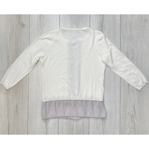 Effetto F sz XS US 2 Cashmere & Silk Sweater 3/4 Sleeves Ivory / Taupe Italy - Picture 9 of 16